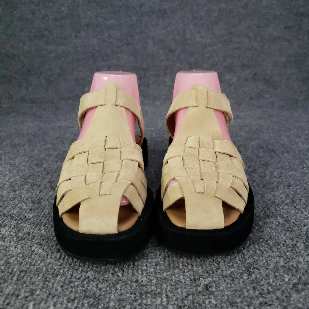 Flattered Gigi  Sandal Womens Size EU 36 US 6 Beige Black Gladiator Strap Summer